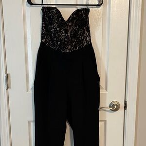 Express Black Lace Strapless Jumpsuit